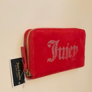Auth. Juicy Couture Velour Hot Pink Zip Around Wallet